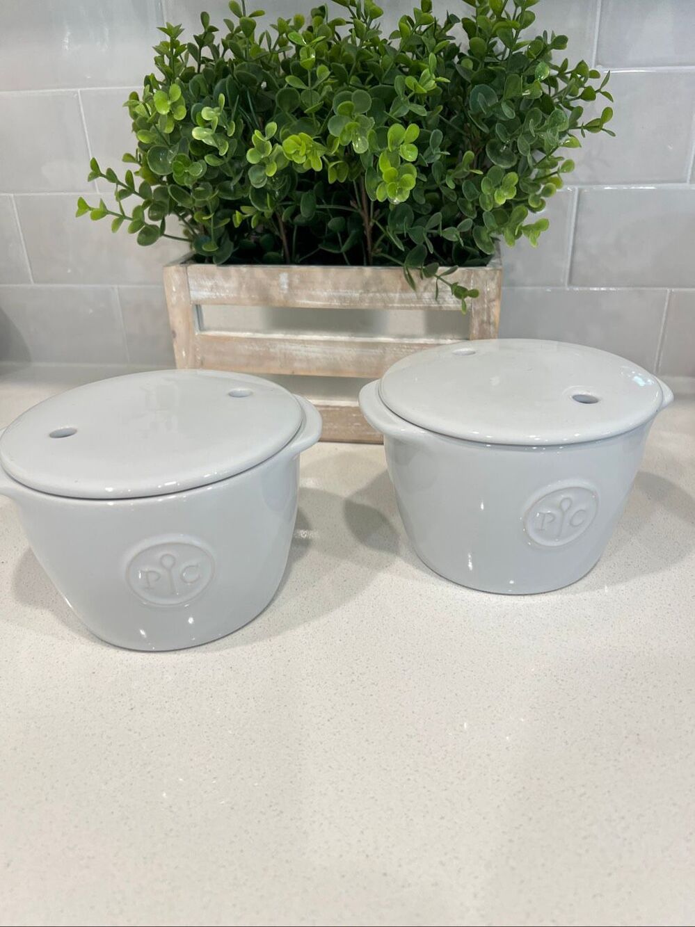 Pampered Chef Ceramic Breakfast Sandwich Maker White Set of 2
